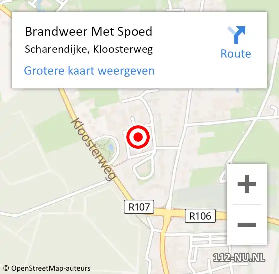 Locatie op kaart van de 112 melding: Brandweer Met Spoed Naar Scharendijke, Kloosterweg op 10 oktober 2023 17:28