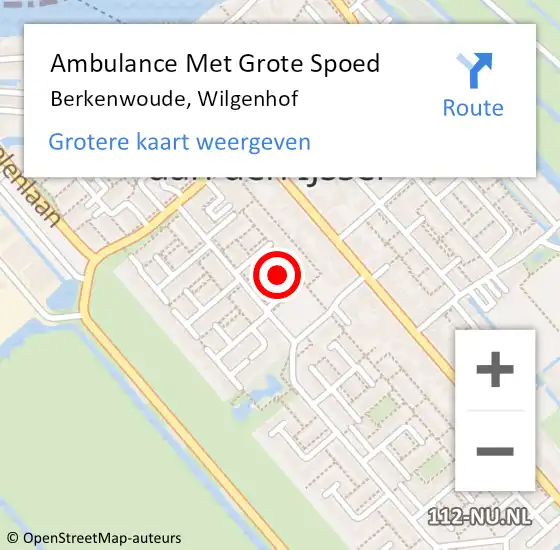Locatie op kaart van de 112 melding: Ambulance Met Grote Spoed Naar Berkenwoude, Wilgenhof op 10 oktober 2023 17:43