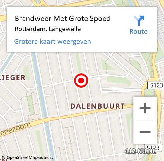 Locatie op kaart van de 112 melding: Brandweer Met Grote Spoed Naar Rotterdam, Langewelle op 10 oktober 2023 17:50