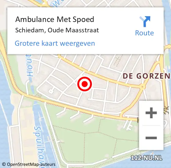 Locatie op kaart van de 112 melding: Ambulance Met Spoed Naar Schiedam, Oude Maasstraat op 10 oktober 2023 18:14