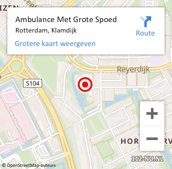 Locatie op kaart van de 112 melding: Ambulance Met Grote Spoed Naar Rotterdam, Klamdijk op 10 oktober 2023 18:51