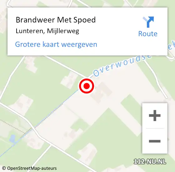 Locatie op kaart van de 112 melding: Brandweer Met Spoed Naar Lunteren, Mijllerweg op 10 oktober 2023 18:52