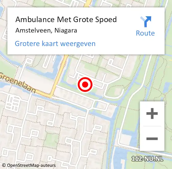 Locatie op kaart van de 112 melding: Ambulance Met Grote Spoed Naar Amstelveen, Niagara op 10 oktober 2023 19:02