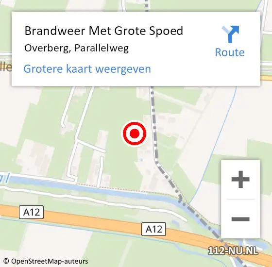 Locatie op kaart van de 112 melding: Brandweer Met Grote Spoed Naar Overberg, Parallelweg op 10 oktober 2023 19:12