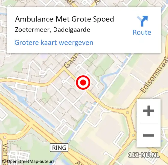 Locatie op kaart van de 112 melding: Ambulance Met Grote Spoed Naar Zoetermeer, Dadelgaarde op 10 oktober 2023 19:13