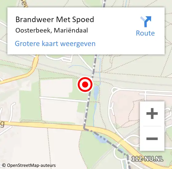 Locatie op kaart van de 112 melding: Brandweer Met Spoed Naar Oosterbeek, Mariëndaal op 10 oktober 2023 19:19