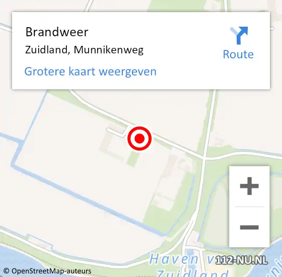 Locatie op kaart van de 112 melding: Brandweer Zuidland, Munnikenweg op 10 oktober 2023 19:25
