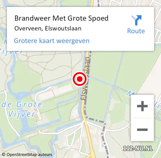 Locatie op kaart van de 112 melding: Brandweer Met Grote Spoed Naar Overveen, Elswoutslaan op 10 oktober 2023 19:26