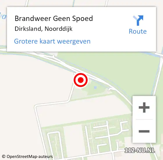 Locatie op kaart van de 112 melding: Brandweer Geen Spoed Naar Dirksland, Noorddijk op 10 oktober 2023 19:28