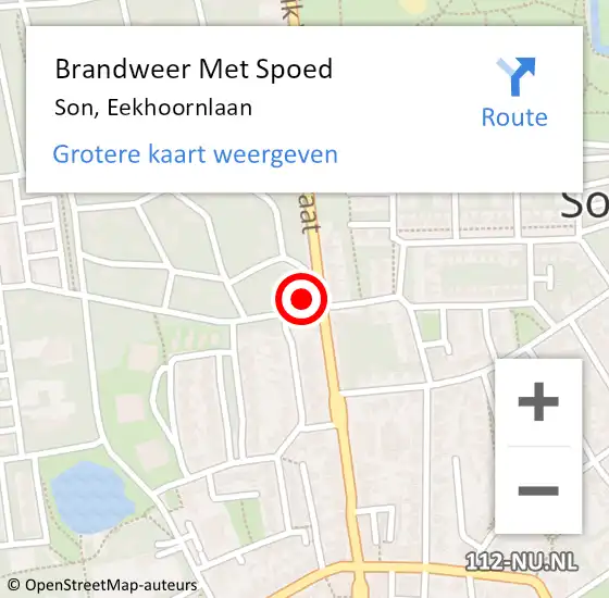 Locatie op kaart van de 112 melding: Brandweer Met Spoed Naar Son, Eekhoornlaan op 10 oktober 2023 20:31