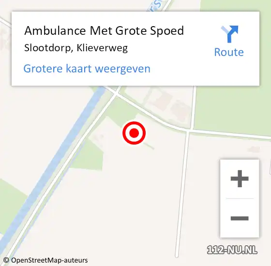 Locatie op kaart van de 112 melding: Ambulance Met Grote Spoed Naar Slootdorp, Klieverweg op 10 oktober 2023 20:37