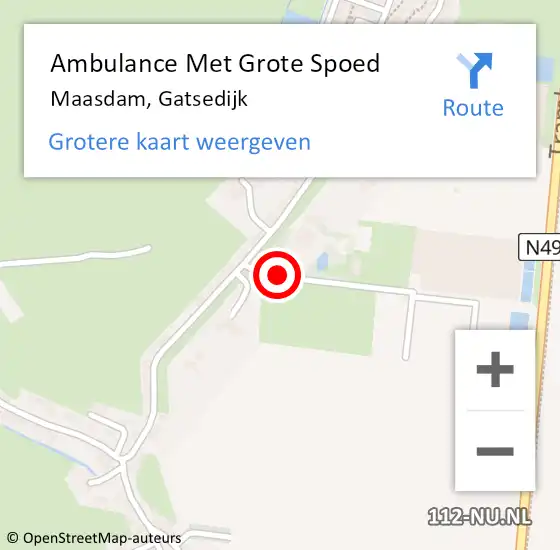 Locatie op kaart van de 112 melding: Ambulance Met Grote Spoed Naar Maasdam, Gatsedijk op 10 oktober 2023 20:44