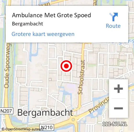 Locatie op kaart van de 112 melding: Ambulance Met Grote Spoed Naar Bergambacht op 10 oktober 2023 20:54