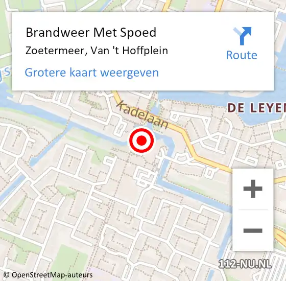 Locatie op kaart van de 112 melding: Brandweer Met Spoed Naar Zoetermeer, Van 't Hoffplein op 10 oktober 2023 21:14