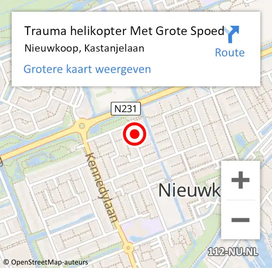 Locatie op kaart van de 112 melding: Trauma helikopter Met Grote Spoed Naar Nieuwkoop, Kastanjelaan op 10 oktober 2023 21:56