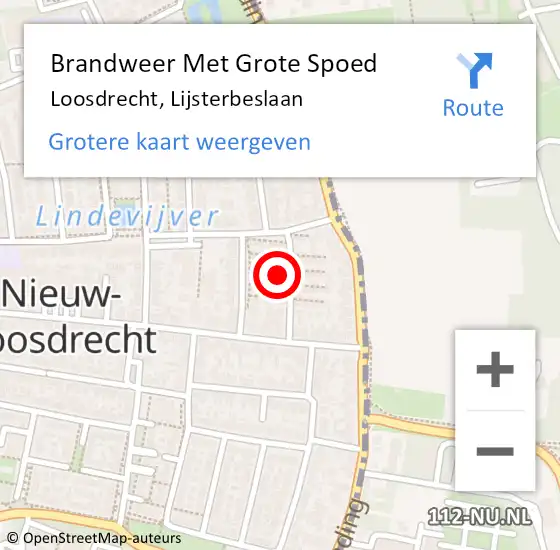 Locatie op kaart van de 112 melding: Brandweer Met Grote Spoed Naar Loosdrecht, Lijsterbeslaan op 10 oktober 2023 22:10