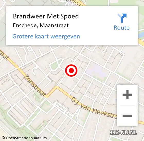 Locatie op kaart van de 112 melding: Brandweer Met Spoed Naar Enschede, Maanstraat op 10 oktober 2023 22:25