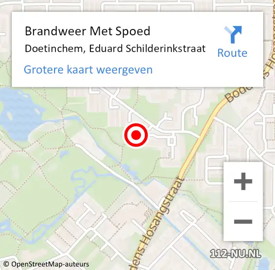 Locatie op kaart van de 112 melding: Brandweer Met Spoed Naar Doetinchem, Eduard Schilderinkstraat op 10 oktober 2023 22:25