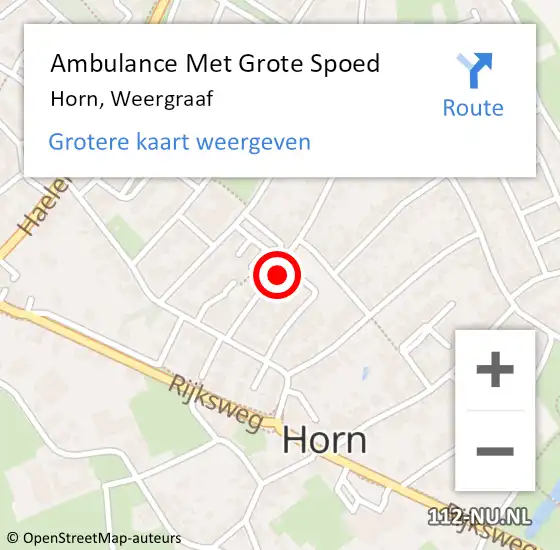 Locatie op kaart van de 112 melding: Ambulance Met Grote Spoed Naar Horn, Weergraaf op 10 oktober 2023 22:32