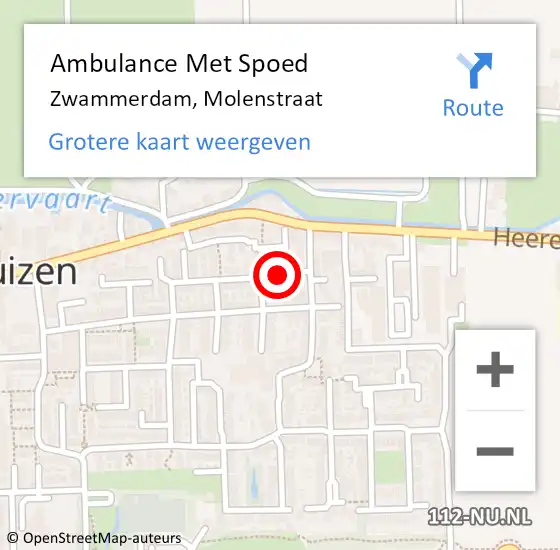 Locatie op kaart van de 112 melding: Ambulance Met Spoed Naar Zwammerdam, Molenstraat op 10 oktober 2023 23:28