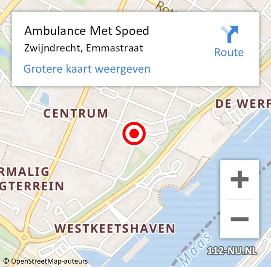 Locatie op kaart van de 112 melding: Ambulance Met Spoed Naar Zwijndrecht, Emmastraat op 11 oktober 2023 01:11