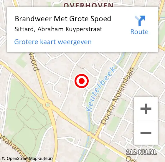 Locatie op kaart van de 112 melding: Brandweer Met Grote Spoed Naar Sittard, Abraham Kuyperstraat op 11 oktober 2023 02:23