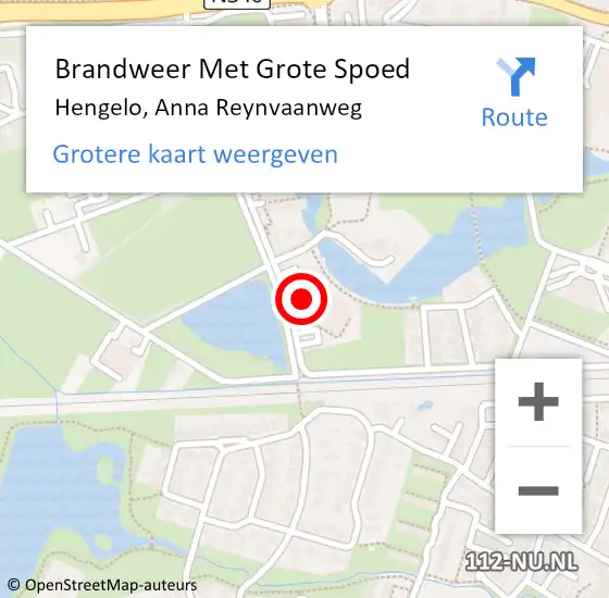 Locatie op kaart van de 112 melding: Brandweer Met Grote Spoed Naar Hengelo, Anna Reynvaanweg op 11 oktober 2023 03:00