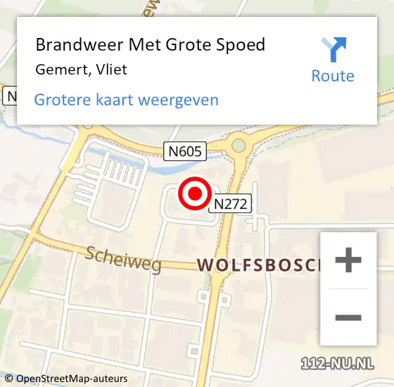 Locatie op kaart van de 112 melding: Brandweer Met Grote Spoed Naar Gemert, Vliet op 11 oktober 2023 03:27