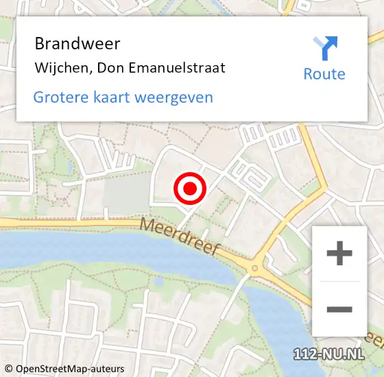 Locatie op kaart van de 112 melding: Brandweer Wijchen, Don Emanuelstraat op 11 oktober 2023 03:51