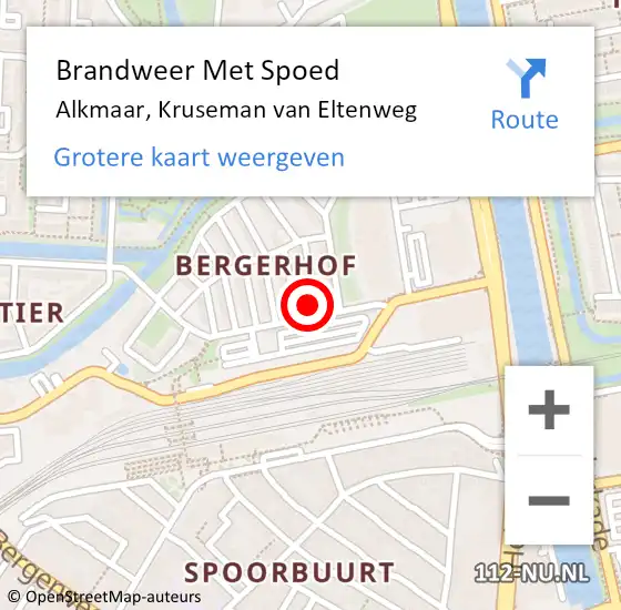 Locatie op kaart van de 112 melding: Brandweer Met Spoed Naar Alkmaar, Kruseman van Eltenweg op 11 oktober 2023 06:27