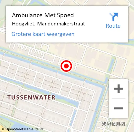 Locatie op kaart van de 112 melding: Ambulance Met Spoed Naar Hoogvliet, Mandenmakerstraat op 11 oktober 2023 07:11