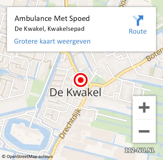 Locatie op kaart van de 112 melding: Ambulance Met Spoed Naar De Kwakel, Kwakelsepad op 11 oktober 2023 08:01