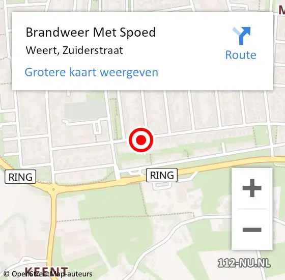 Locatie op kaart van de 112 melding: Brandweer Met Spoed Naar Weert, Zuiderstraat op 11 oktober 2023 08:23