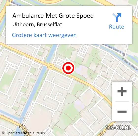 Locatie op kaart van de 112 melding: Ambulance Met Grote Spoed Naar Uithoorn, Brusselflat op 11 oktober 2023 08:27