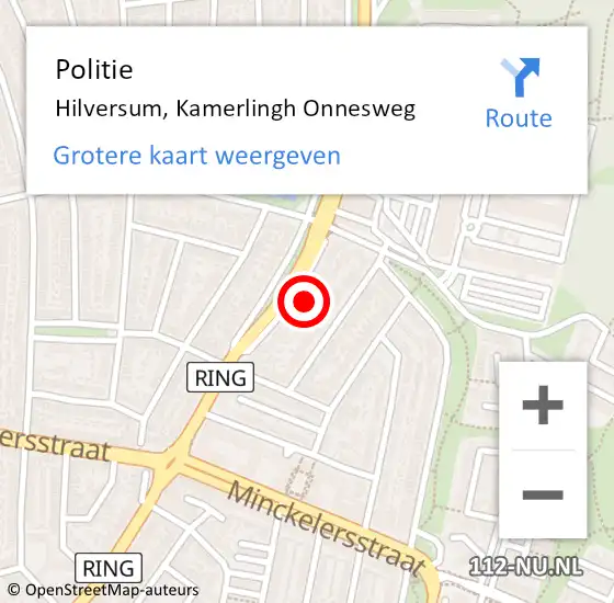 Locatie op kaart van de 112 melding: Politie Hilversum, Kamerlingh Onnesweg op 11 oktober 2023 08:37