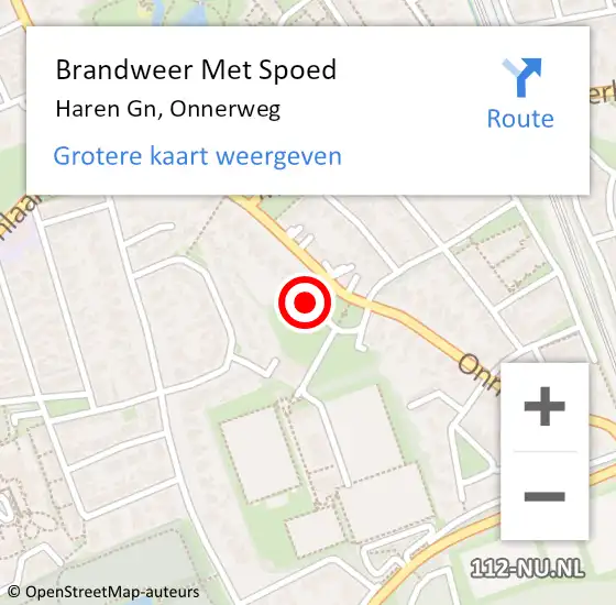 Locatie op kaart van de 112 melding: Brandweer Met Spoed Naar Haren Gn, Onnerweg op 11 oktober 2023 08:55