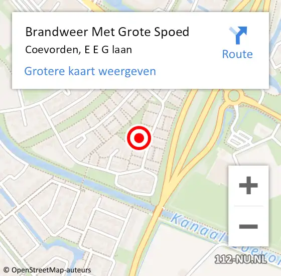 Locatie op kaart van de 112 melding: Brandweer Met Grote Spoed Naar Coevorden, E E G laan op 11 oktober 2023 08:56