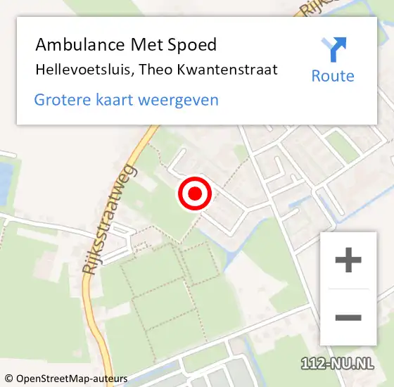 Locatie op kaart van de 112 melding: Ambulance Met Spoed Naar Hellevoetsluis, Theo Kwantenstraat op 11 oktober 2023 09:16
