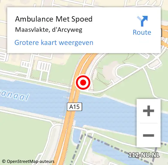 Locatie op kaart van de 112 melding: Ambulance Met Spoed Naar Elst, d'Arcyweg op 11 oktober 2023 10:00
