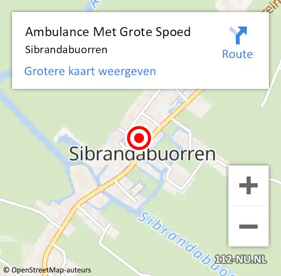 Locatie op kaart van de 112 melding: Ambulance Met Grote Spoed Naar Sibrandabuorren op 11 oktober 2023 10:15