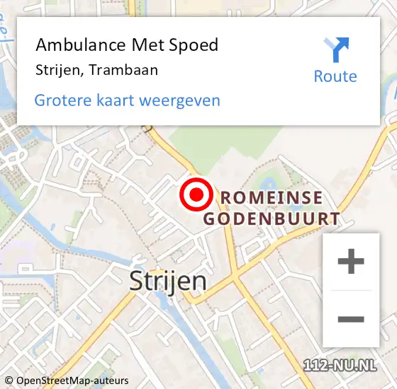 Locatie op kaart van de 112 melding: Ambulance Met Spoed Naar Strijen, Trambaan op 11 oktober 2023 10:41