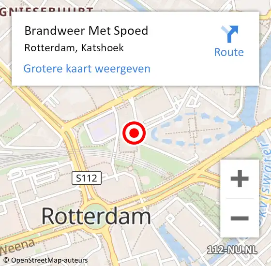 Locatie op kaart van de 112 melding: Brandweer Met Spoed Naar Rotterdam, Katshoek op 11 oktober 2023 10:46