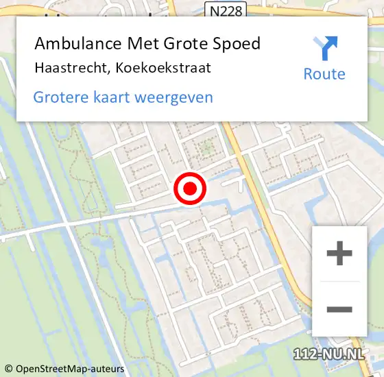 Locatie op kaart van de 112 melding: Ambulance Met Grote Spoed Naar Haastrecht, Koekoekstraat op 11 oktober 2023 11:04