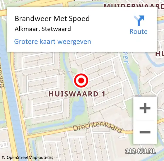 Locatie op kaart van de 112 melding: Brandweer Met Spoed Naar Alkmaar, Stetwaard op 11 oktober 2023 11:41