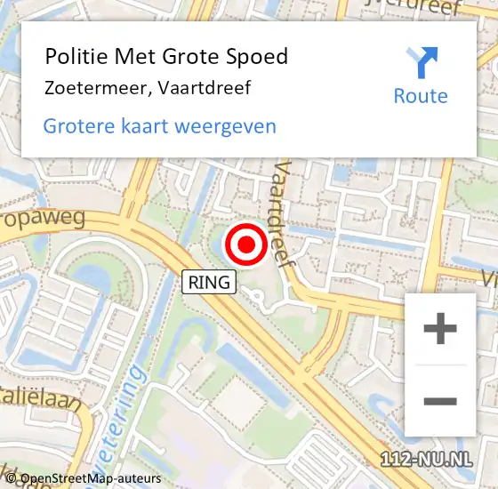 Locatie op kaart van de 112 melding: Politie Met Grote Spoed Naar Zoetermeer, Vaartdreef op 11 oktober 2023 11:46