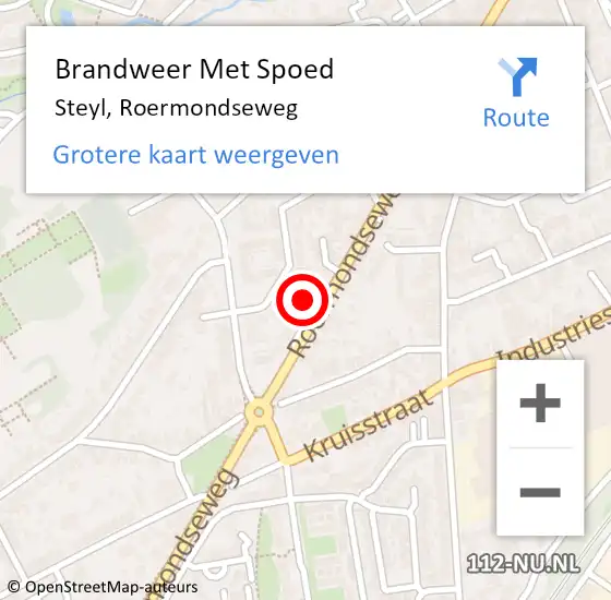 Locatie op kaart van de 112 melding: Brandweer Met Spoed Naar Steyl, Roermondseweg op 11 oktober 2023 12:05