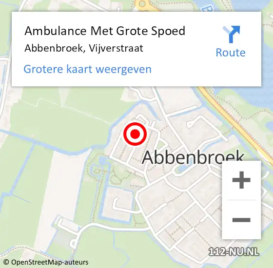 Locatie op kaart van de 112 melding: Ambulance Met Grote Spoed Naar Abbenbroek, Vijverstraat op 11 oktober 2023 12:09