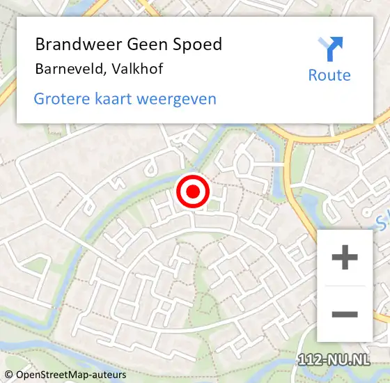 Locatie op kaart van de 112 melding: Brandweer Geen Spoed Naar Barneveld, Valkhof op 11 oktober 2023 12:13