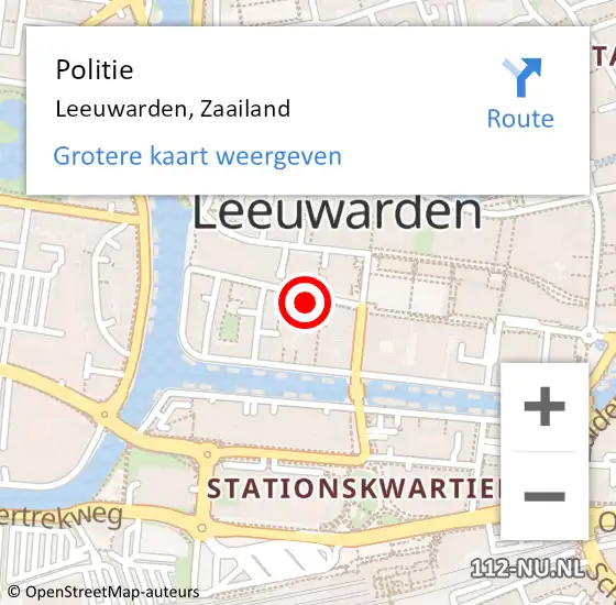 Locatie op kaart van de 112 melding: Politie Leeuwarden, Zaailand op 11 oktober 2023 12:53
