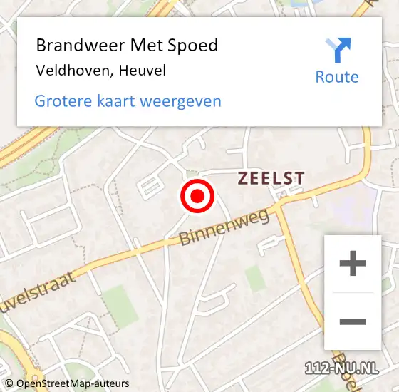 Locatie op kaart van de 112 melding: Brandweer Met Spoed Naar Veldhoven, Heuvel op 11 oktober 2023 12:58